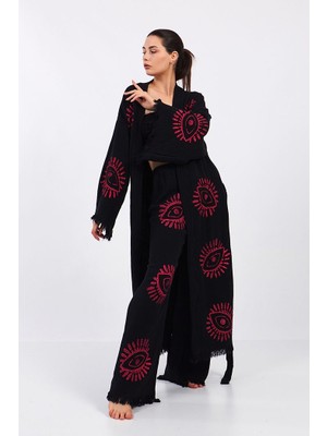 bebekokusu Red Eye Pamuklu Müslin Kimono Takım Siyah