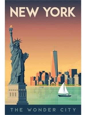 Jeronkarji New York - Harika Şehir Tablo Ahşap Poster Dekoratif