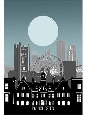 Jeronkarji Manchester Silüeti Tablo Ahşap Poster Dekoratif