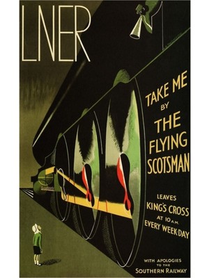 Jeronkarji Lner Beni Uçan Iskoçyalı Trene Götür Reklam Demiryolu Tablo Ahşap Poster Dekoratif