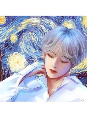 Jeronkarji Yıldızlı Gece Tae Tablo Ahşap Poster Dekoratif KOD3131