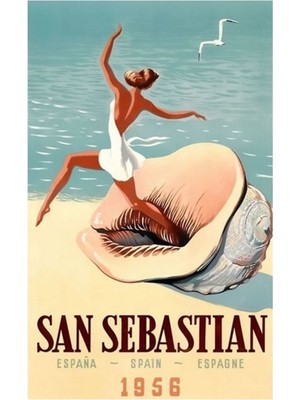 Jeronkarji San Sebastian Ispanya Seyahat Poster Tablo Ahşap Poster Dekoratif