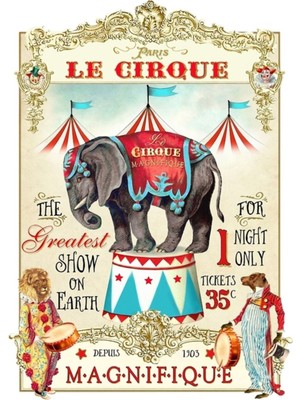 Jeronkarji Gösteri Saati, Sirk Fili Tablo Ahşap Poster Dekoratif