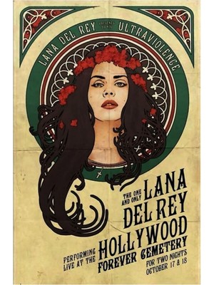 Jeronkarji Hollywood Turu Lana Del Ray Poster Tablo Ahşap Poster Dekoratif