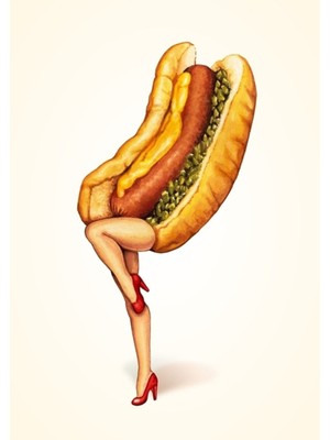 Jeronkarji Hepimiz Lobiye Gidelim - Hot Dog Girl Tablo Ahşap Poster Dekoratif