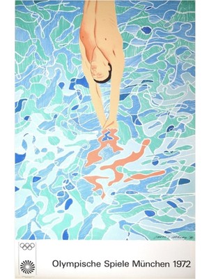 Jeronkarji Münih Olimpiyat Dalgıç Posteri David Hockney - 1972 Tablo Ahşap Poster Dekoratif