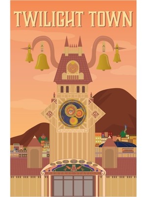 Jeronkarji Twilight Town Seyahat Afişi Tablo Ahşap Poster Dekoratif