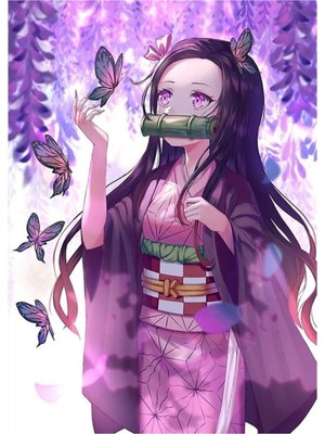 Jeronkarji Sevimli Nezuko Demon Slayer - Kimetsu No Yaiba Tablo Ahşap Poster Dekoratif