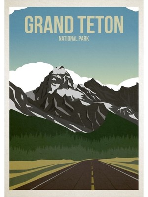 Jeronkarji Grand Teton Ulusal Parkı Tablo Ahşap Poster Dekoratif