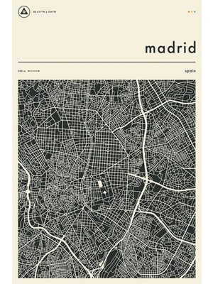 Jeronkarji Madrid Haritası Tablo Ahşap Poster Dekoratif