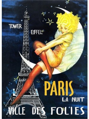Jeronkarji Paris Tarafından Gece Ville Des Folies Seyahat Tablo Ahşap Poster Dekoratif