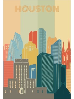 Jeronkarji Houston Silüeti Tablo Ahşap Poster Dekoratif