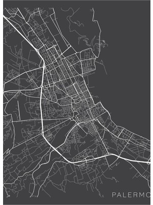 Jeronkarji Palermo Haritası, Italya - Gri Tablo Ahşap Poster Dekoratif