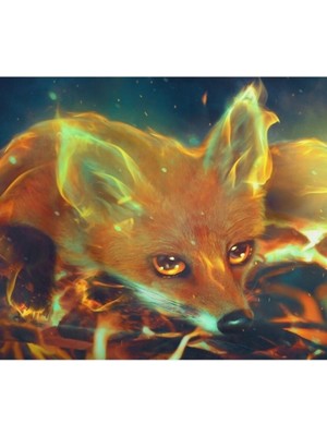 Jeronkarji Ateş Tilkisi Tablo Ahşap Poster Dekoratif