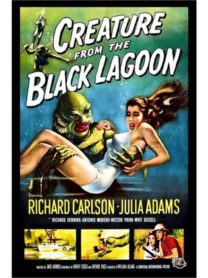 Jeronkarji Kara Lagoon'dan Yaratık Tablo Ahşap Poster Dekoratif