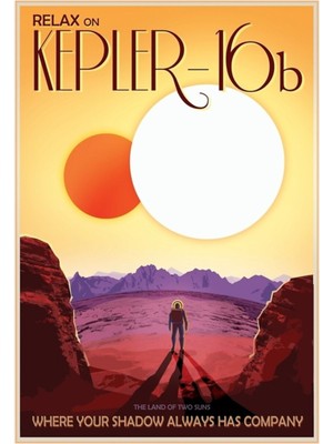 Jeronkarji KEPLER-16B'DE Rahatlayın Iki Güneş Ülkesi Nasa Poster Serisi Tablo Ahşap Poster Dekoratif