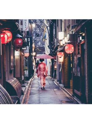 Jeronkarji Kyoto'da Geyşa Tablo Ahşap Poster Dekoratif