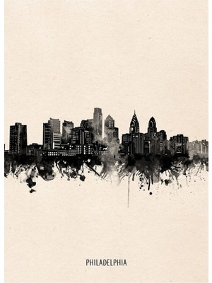 Jeronkarji Philadelphia Silüeti Tablo Ahşap Poster Dekoratif