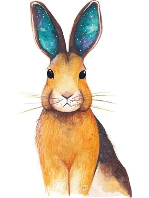 Jeronkarji Galaksi Kulaklı Tavşan Tablo Ahşap Poster Dekoratif