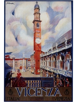 Jeronkarji Vicenza Italya Seyahat Tablo Ahşap Poster Dekoratif