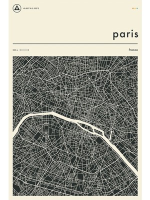 Jeronkarji Paris Haritası Tablo Ahşap Poster Dekoratif