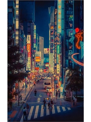 Jeronkarji Uzakta - Japonya Gecesi Fotoğraf Tablo Ahşap Poster Dekoratif