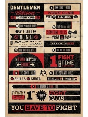 Jeronkarji Fıght Club: Rules Tablo Ahşap Poster Dekoratif