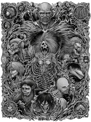 Jeronkarji Attack On Titan 4. Sezon Tek Resimde Dokuz Titans Tablo Ahşap Poster Dekoratif