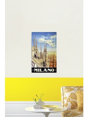 Jeronkarji Milano Italya Seyahat Poster Tablo Ahşap Poster Dekoratif Restore Edildi