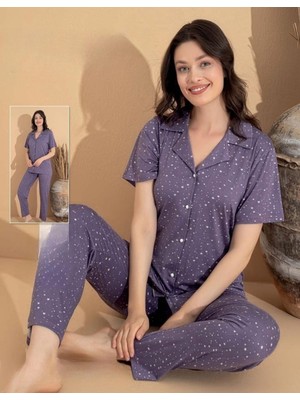 Boyraz Kadın Milan Boydan Düğmeli Kısa Kol Ince Pijama Takımı 11071 - 1 Adet