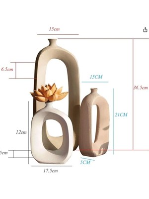 Miarik Design Dekoratif 3lu Seramik Vazo