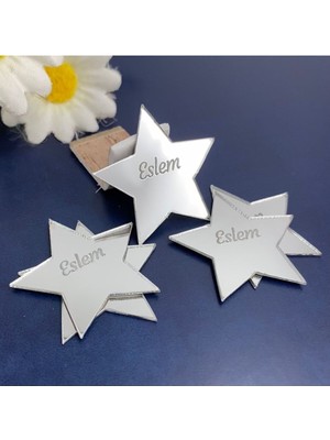 Bebek Çikolatası Yıldız Model - Gümüş Renk Pleksi Yapışkanlı Bebek Hediyelik - 30 Adet