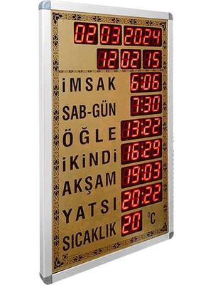 Camimarket Dijital Cami Saati 40X60 cm Tam Gold Kumandalı