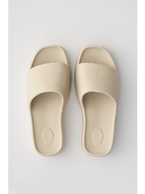 Ozyo Kadın Kemik Renk Yüksek Taban Eva Terlik Plajda Kullanım İçin Şık Tasarım