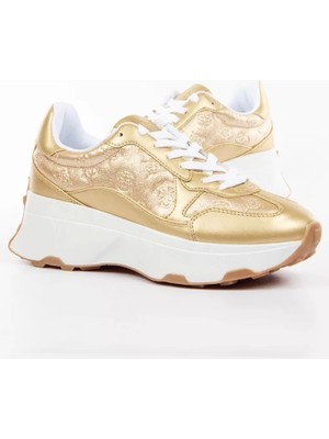 Guess Kadın Logolu Gold Sneaker