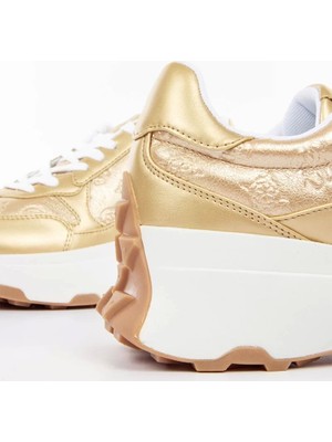 Guess Kadın Logolu Gold Sneaker