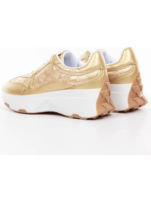 Guess Kadın Logolu Gold Sneaker