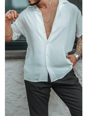 Tarz Cool Erkek Krep Kumaş Oversize Gömlek