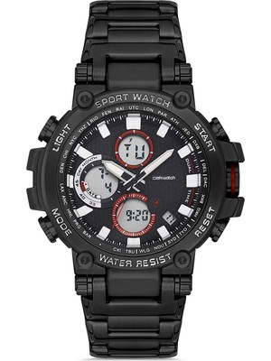 Comwatch Erkek Çelik Kordon Spor Kol Saati Çelik Kasa Analog & Dijital Fonksiyon Su Geçirmez Takvim Kronometre LED Işık Alarm Fonksiyonlar Aktif Çalışır