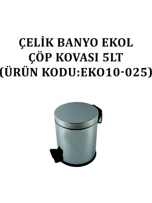 Çelik Banyo Ekol Çöp Kovası 5lt (Model No: EKO10-025)