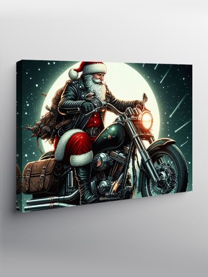 Tablomega Kanvas Tablo Chopper Motor Süren Noel Baba