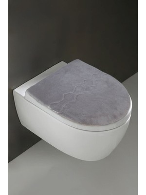 Bonny Home Klozet Kapak Örtüsü Peluş Düz Gri