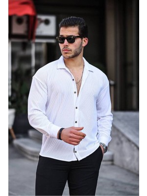 Tex Republic Erkek Beyaz Fitilli Ottoman Gömlek