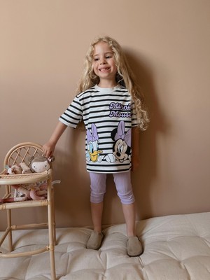 Sacro Kids Minnie Mouse Daisy Duck Baskılı Taytlı T-Shirt Kız Çocuk Takım