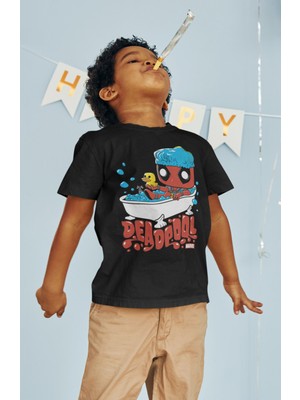 Fuddy Moda Komik Deadpool Baskılı Çocuk Tişört, Unisex Marvel Baskılı Bebek T-Shirt