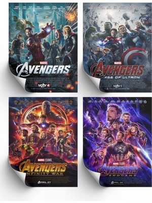 NOKEM 4lü Set The Avengers Posterleri & 4lü Set Yenilmezler Posterleri & Marvel Posterleri Mlknkm1