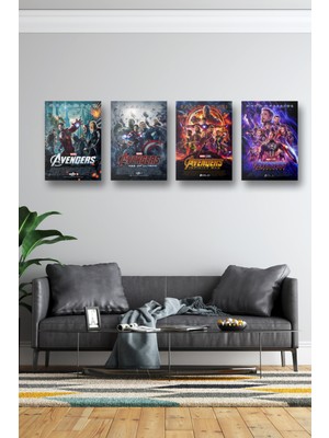 NOKEM 4lü Set The Avengers Posterleri & 4lü Set Yenilmezler Posterleri & Marvel Posterleri Mlknkm1