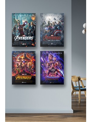 NOKEM 4lü Set The Avengers Posterleri & 4lü Set Yenilmezler Posterleri & Marvel Posterleri Mlknkm1