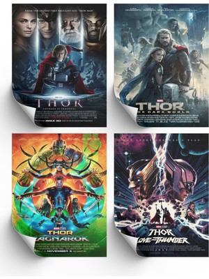 NOKEM 4lü Set Thor Posterleri & Setli Thor Afişleri Posterleri & Marvel Posterleri Mlknkm1