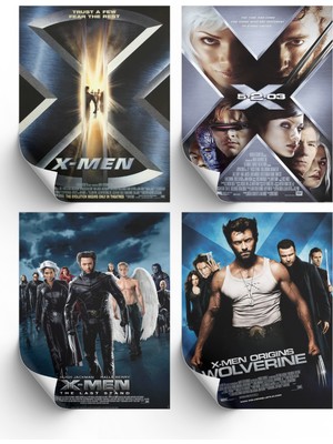 NOKEM 4lü Set X-men Posterleri & Setli X Men Afişleri Posterleri & Marvel Posterleri Mlknkm1